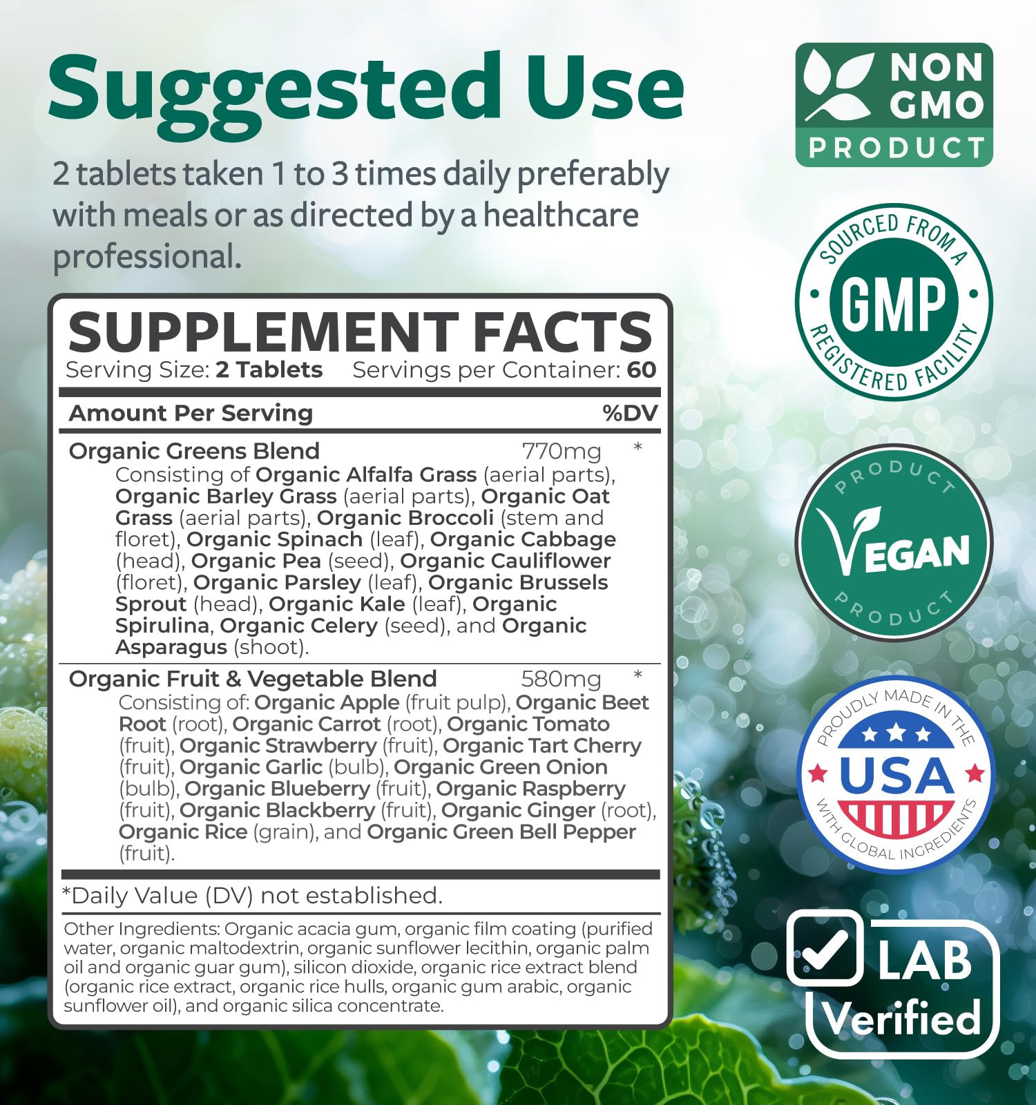 Healths Harmony espirulina y alfalfa fortalecen antioxidantes.