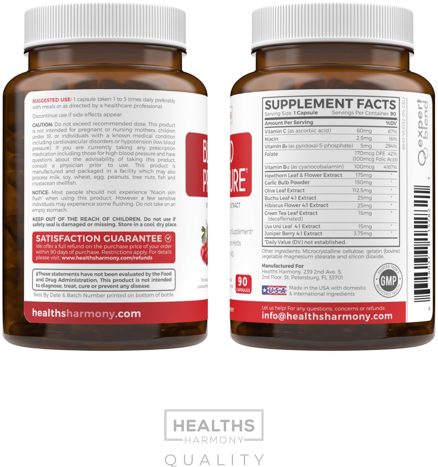 Healths Harmony: etiqueta informativa con composición y uso recomendado