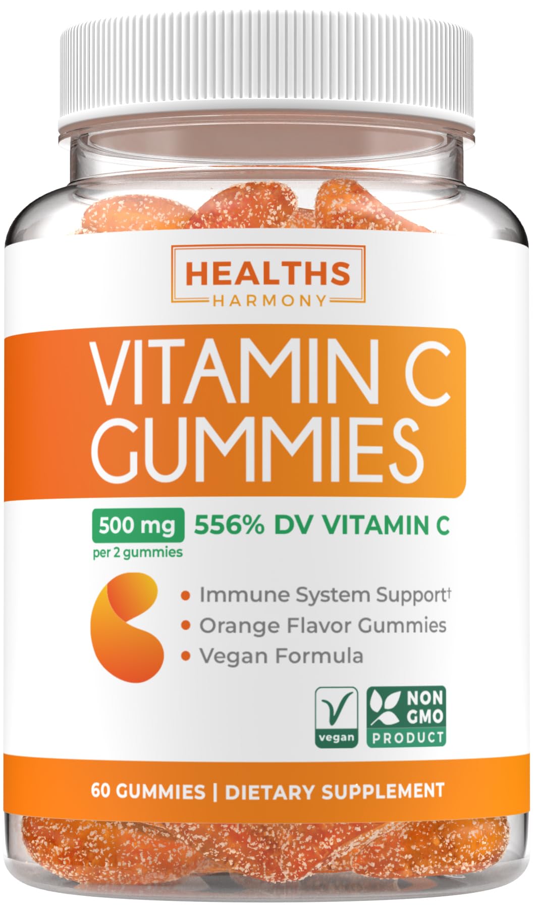 Healths Harmony gomitas Vitamina C sabor naranja, 500 mg por porción para apoyo diario