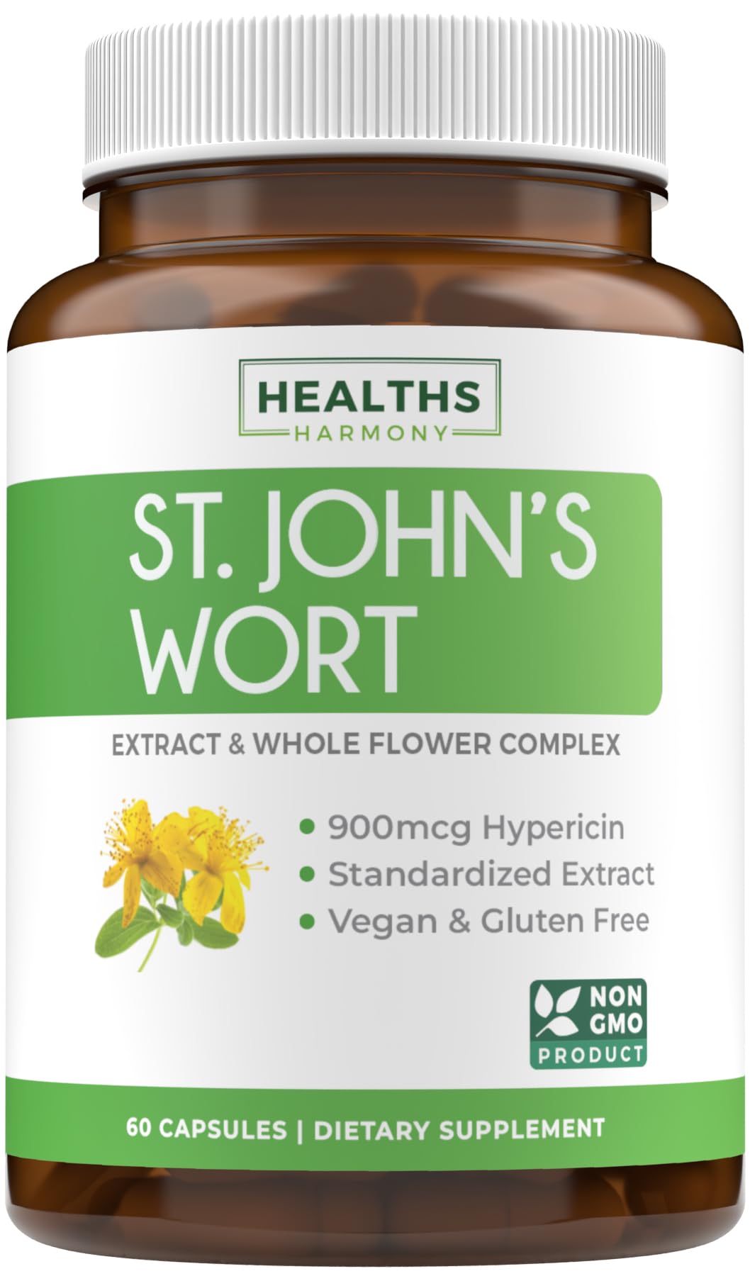 Healths Harmony hipérico cápsulas frasco, apoyo diario para el ánimo.
