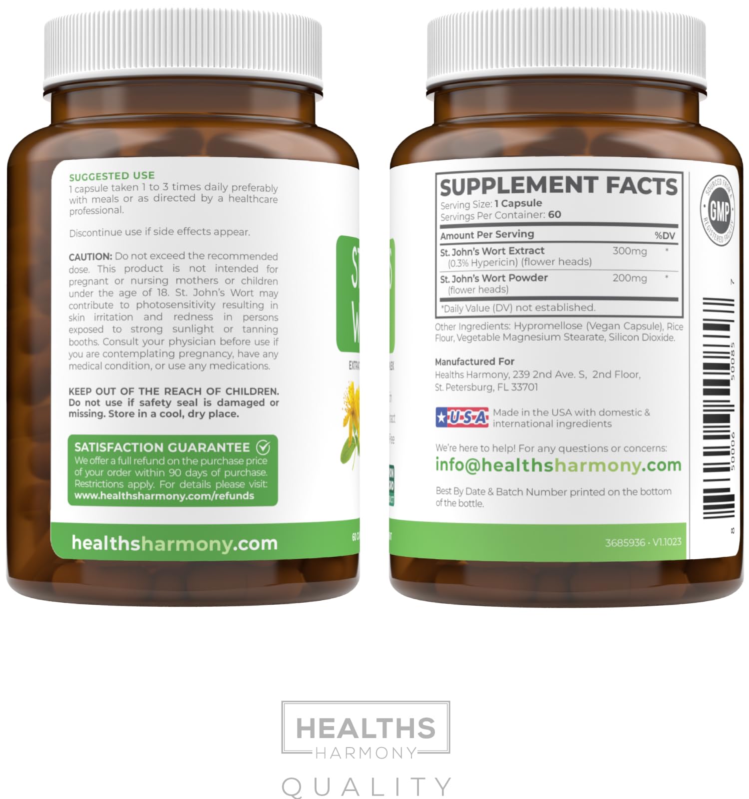 Healths Harmony hipérico cápsulas para rutina diaria de bienestar.