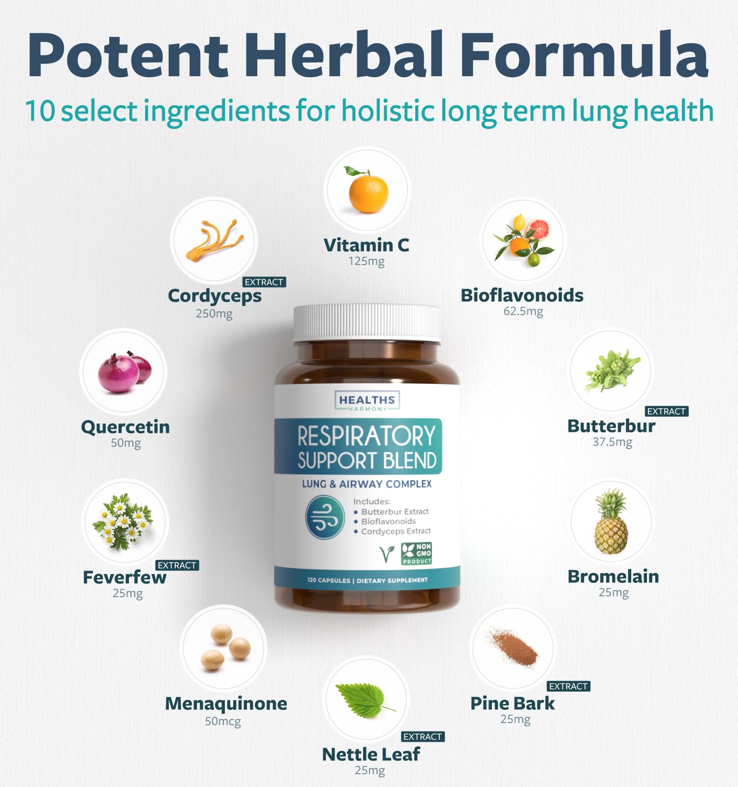 Healths Harmony: ingredientes naturales destacados para bienestar pulmonar sostenido.