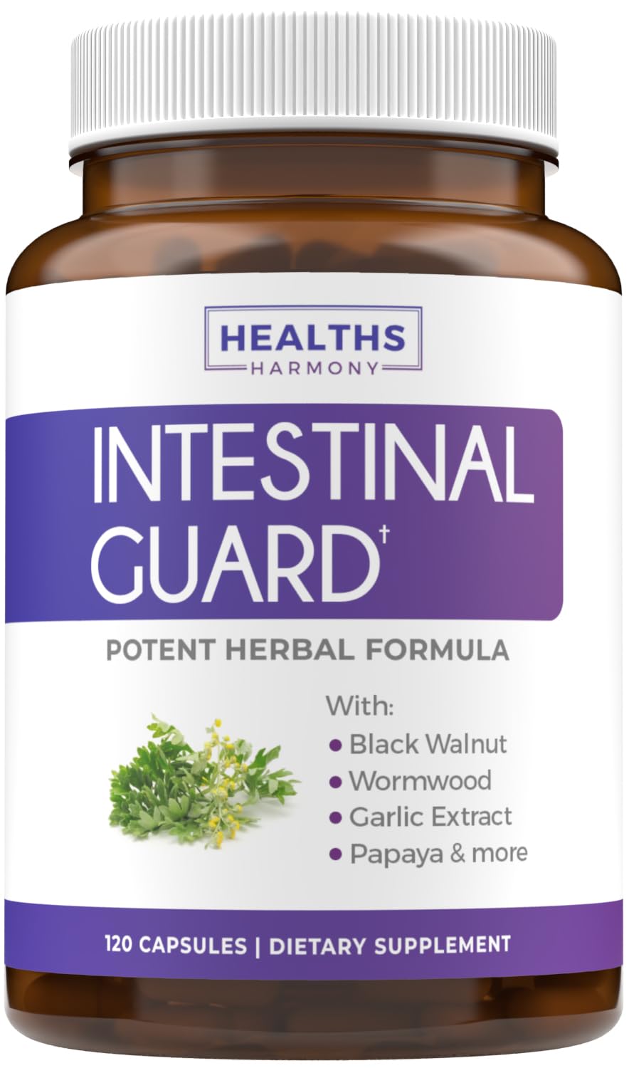 Healths Harmony Intestinal Guard: botella con dosis diaria de hierbas potentes para apoyar el bienestar intestinal