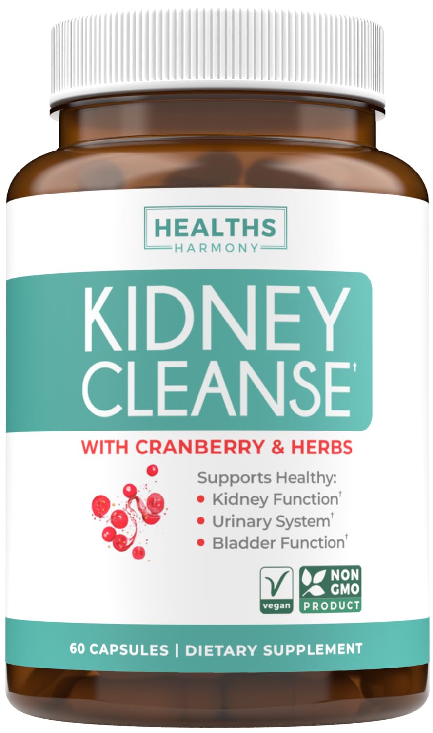 Healths Harmony Kidney Cleanse: vista de la botella para el cuidado renal.