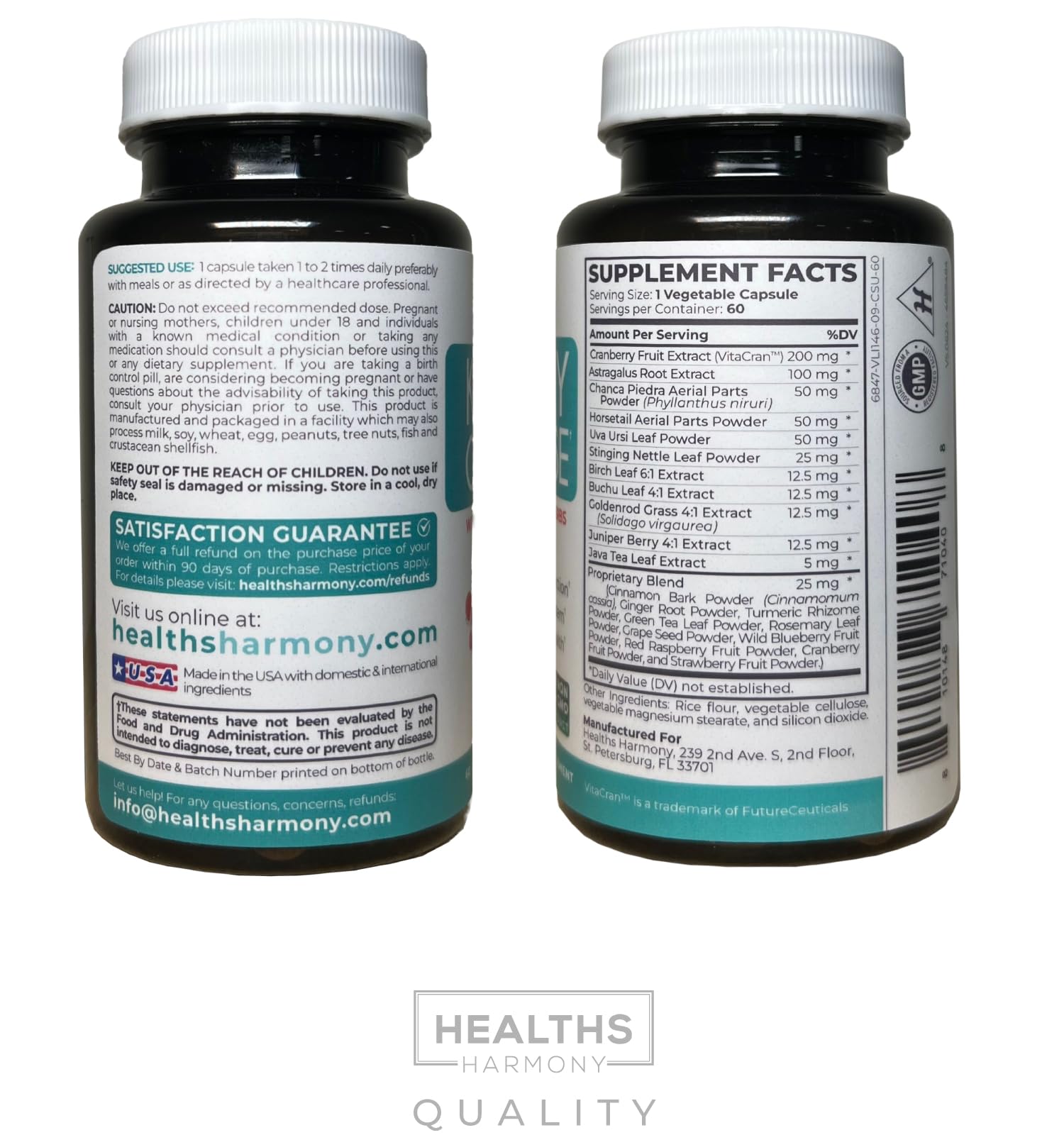Healths Harmony Kidney Cleanse: detalle de ingredientes y origen de calidad.