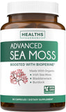 Healths Harmony cápsulas musgo de mar orgánico, botella frontal, fuente natural de nutrientes