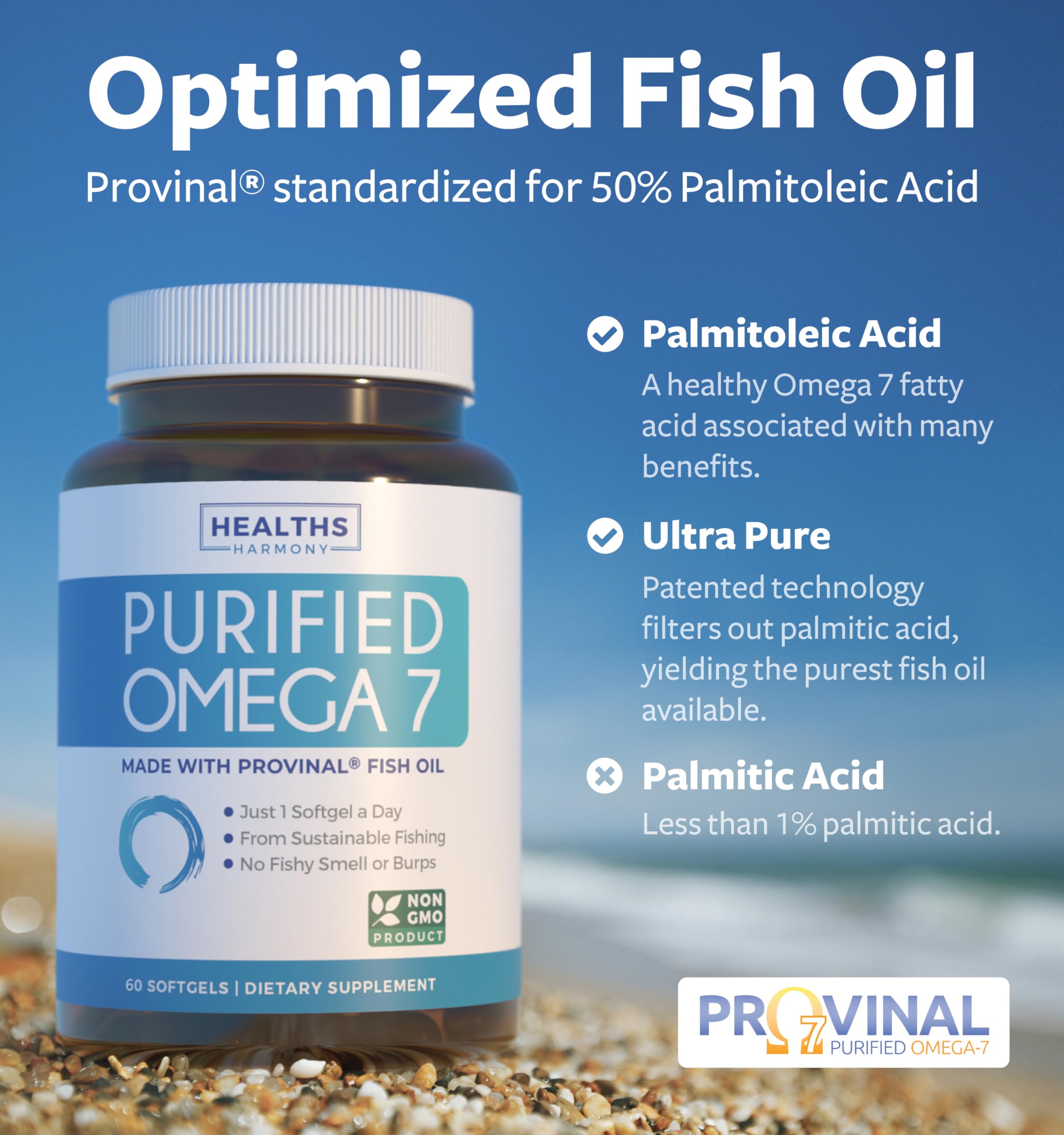 Healths Harmony Omega 7: cápsula suave, fácil de tragar para bienestar diario.