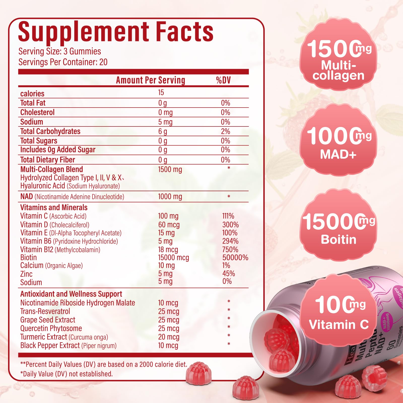 HealthSender gomitas con colágeno y vitamina C para hidratación de la piel