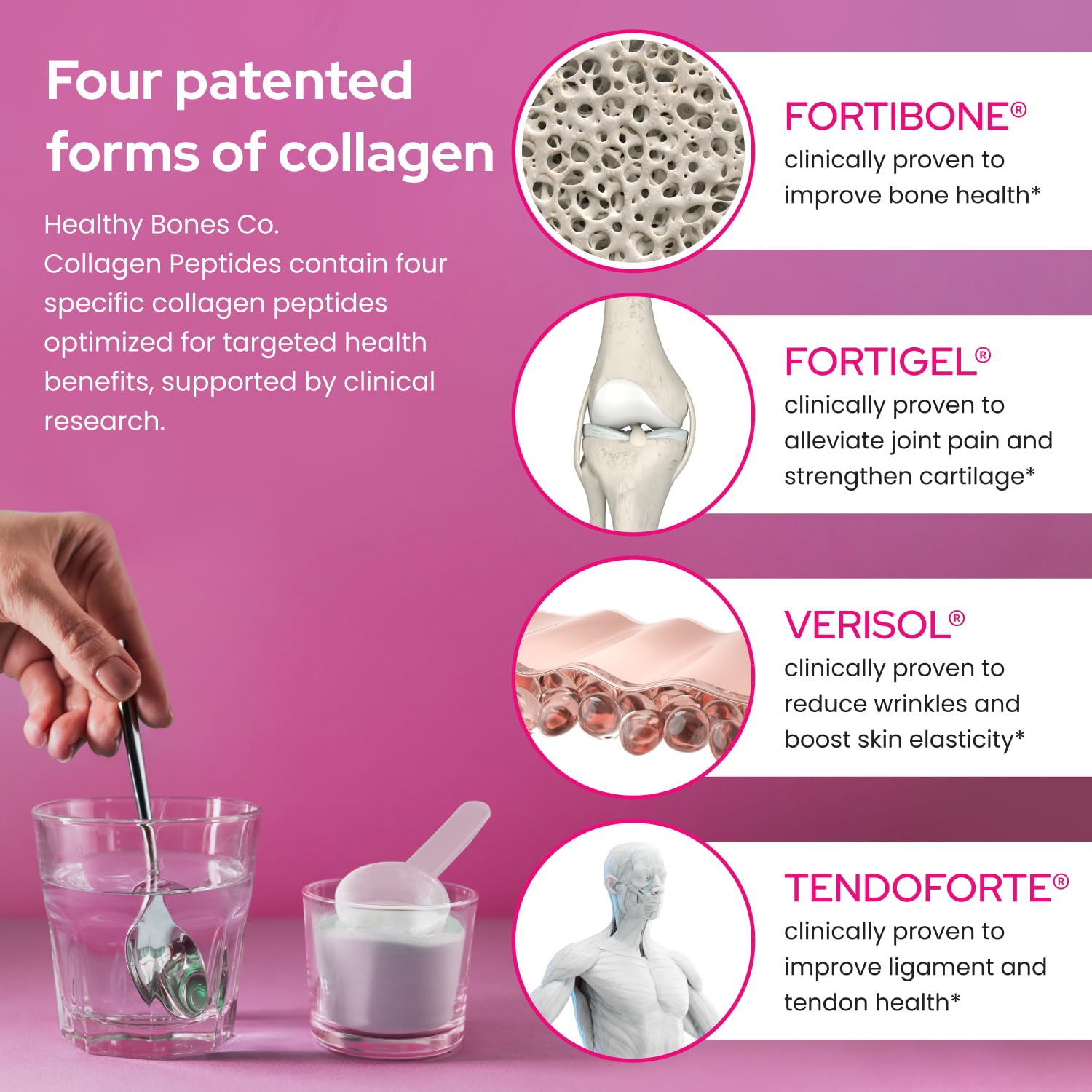 Envase Fortibone frente: diseño limpio para guardar polvo de forma segura.