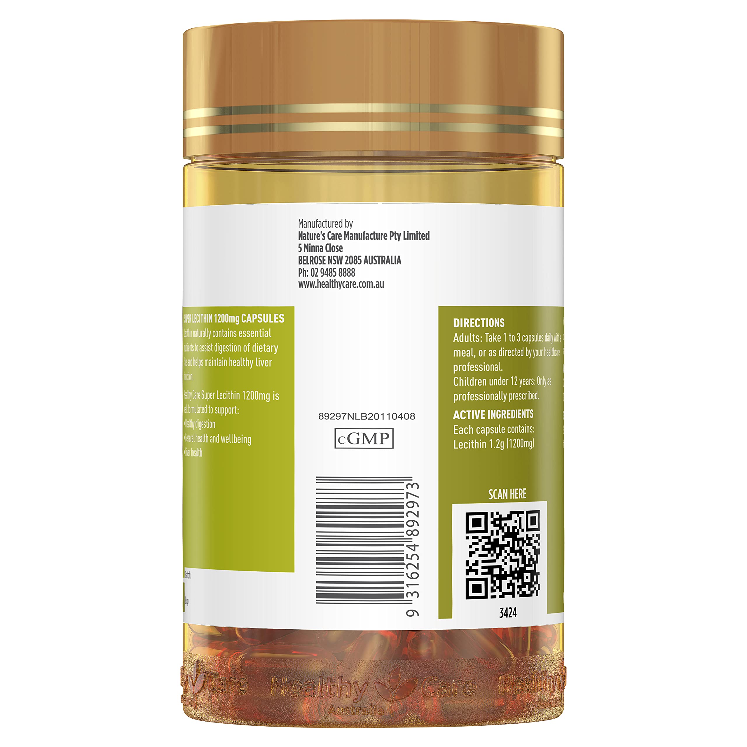 Healthy Care Lecitina 1200 mg: cápsulas listas para tomar con comidas