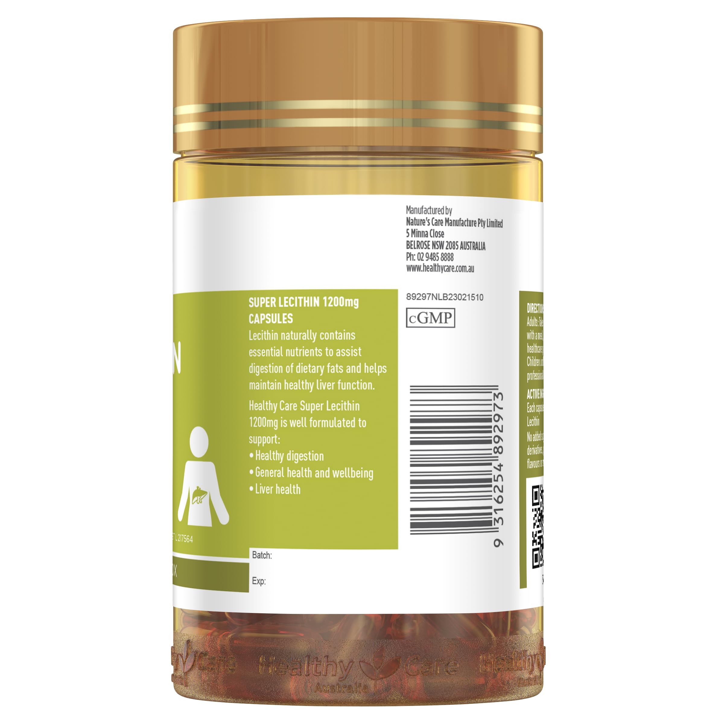 Healthy Care Lecitina 1200 mg: cápsulas para apoyar la emulsión de grasas en la digestión