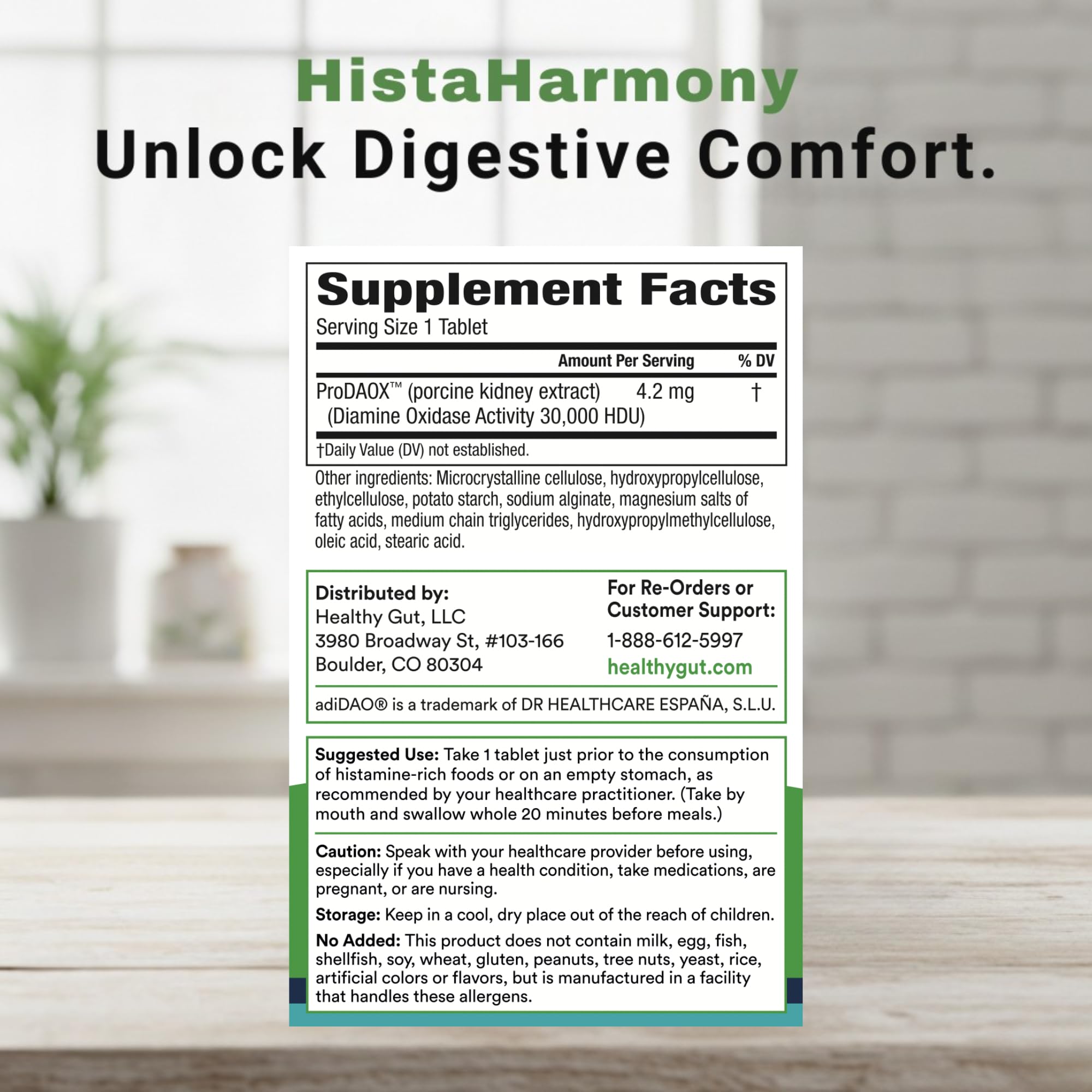 Healthy Gut HistaHarmony: cápsulas entericas con absorción rápida.