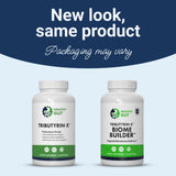 Etiqueta frontal de Healthy Gut Tributyrin-X con información de beneficios postbióticos.