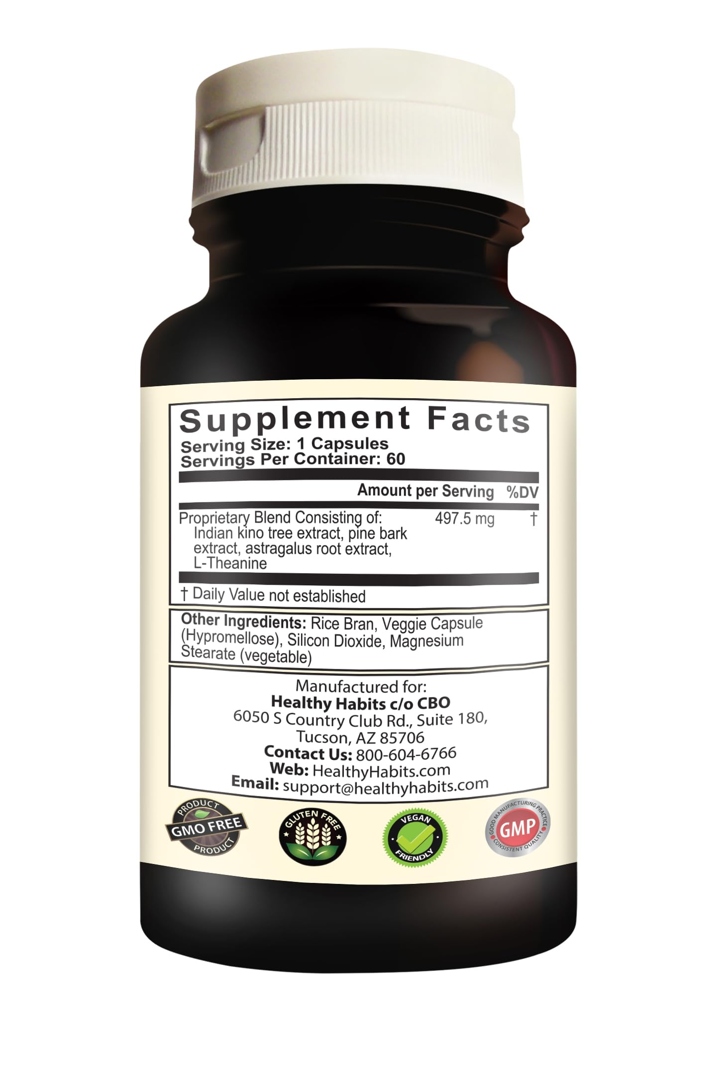 Etiqueta de Healthy Habits StemCell Maxum con ingredientes clave y uso recomendado.