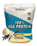 Bote de Healthy 'N Fit proteína de huevo vainilla, 2 libras, ideal para batidos.