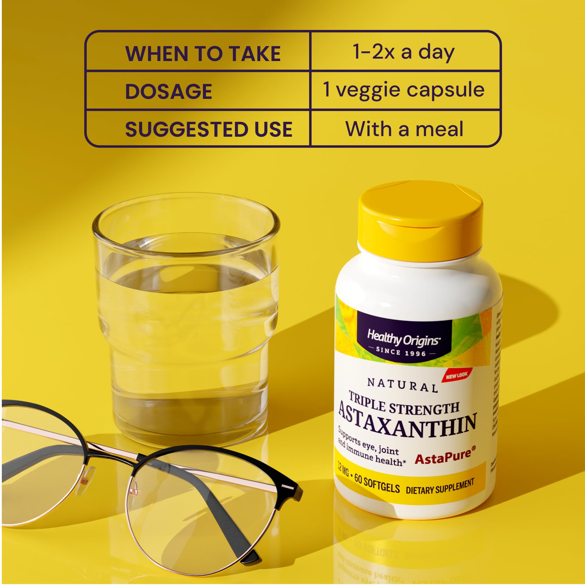Healthy Origins Astaxantina presentación 150 softgeles para rutina diaria.
