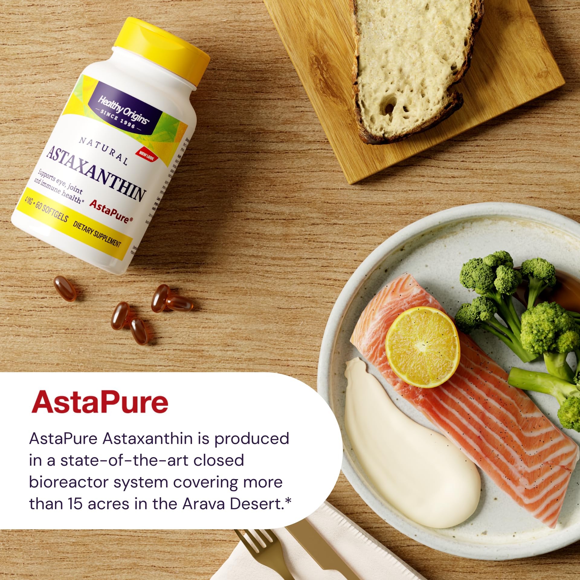 Healthy Origins Astaxantina - sello sin gluten y sin GMO para tranquilidad.