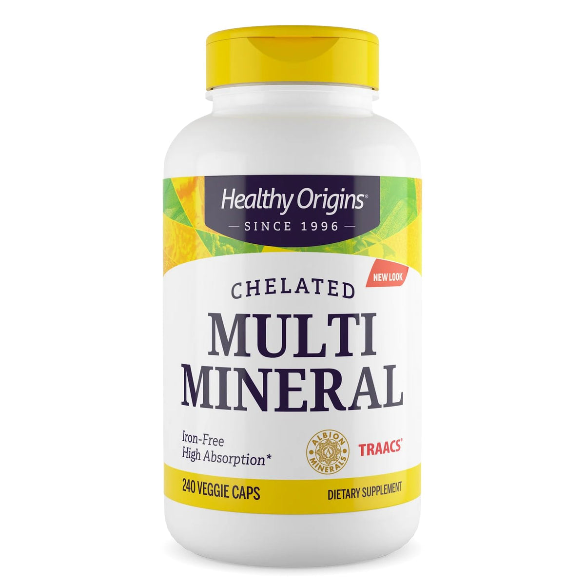 Healthy Origins Chelated Multi Mineral en bote, uso diario simple y cómodo.