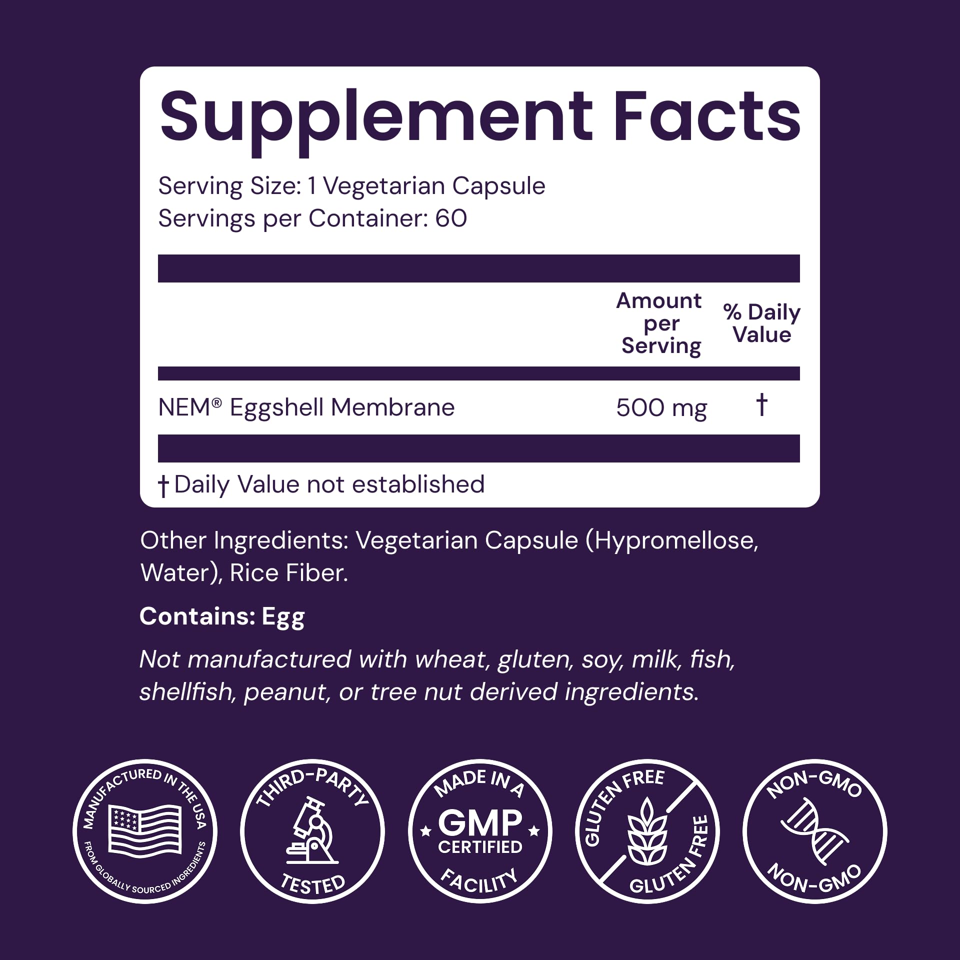 Healthy Origins composición nutricional: contiene colágeno, condroitina y ácido hialurónico.