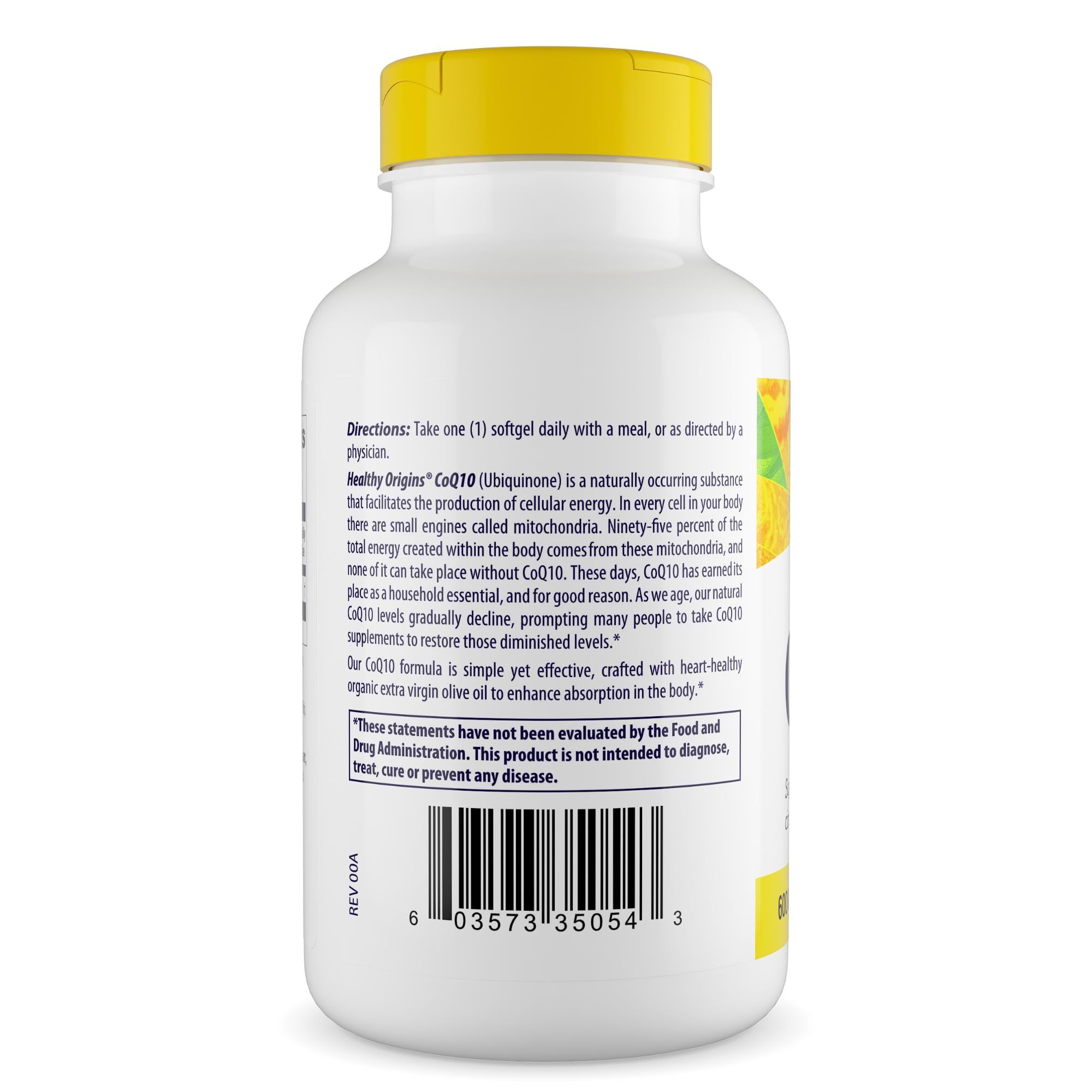 Healthy Origins CoQ10 600 mg: etiqueta frontal información clara