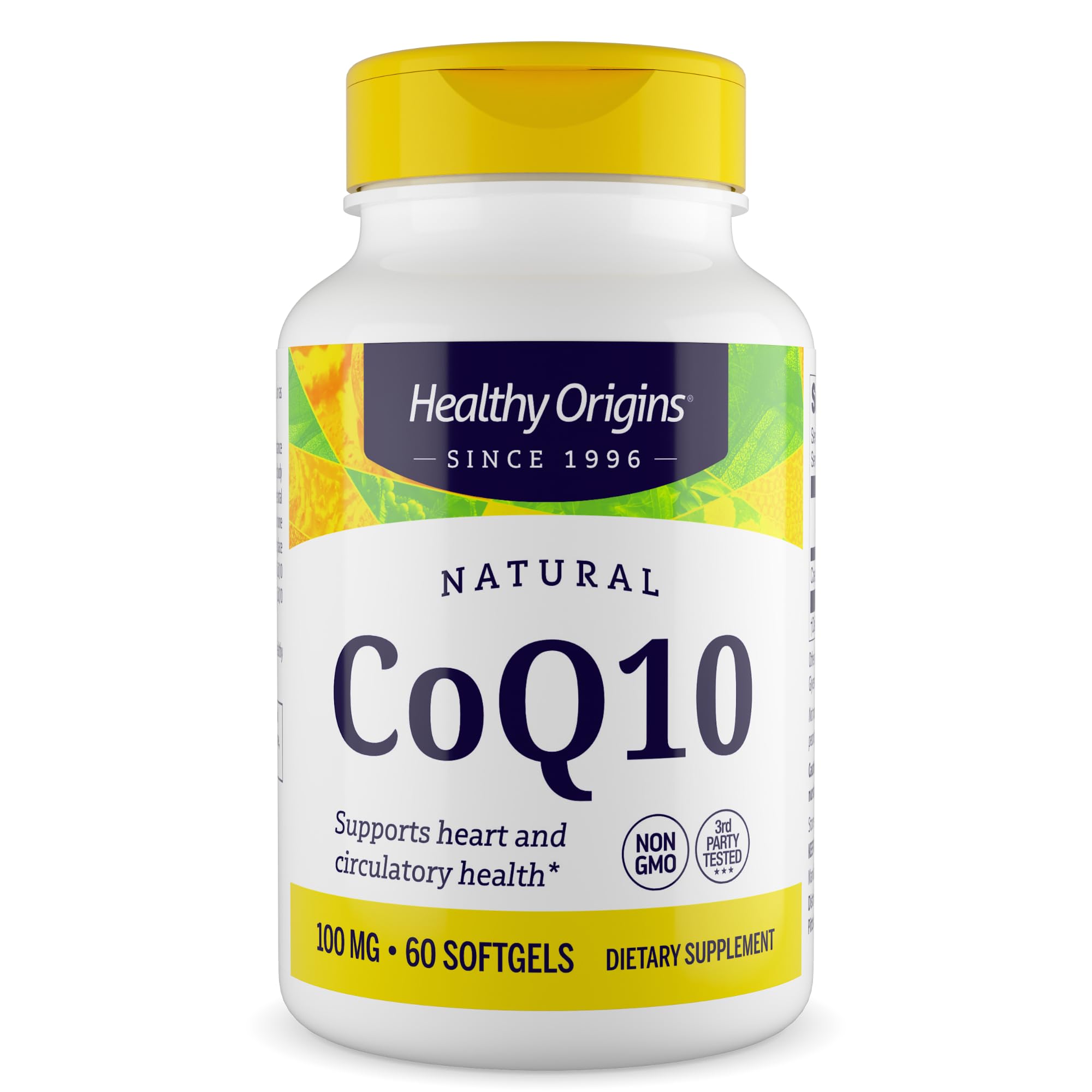 Healthy Origins CoQ10, botella-capsulas: posible apoyo a la energía celular diaria.