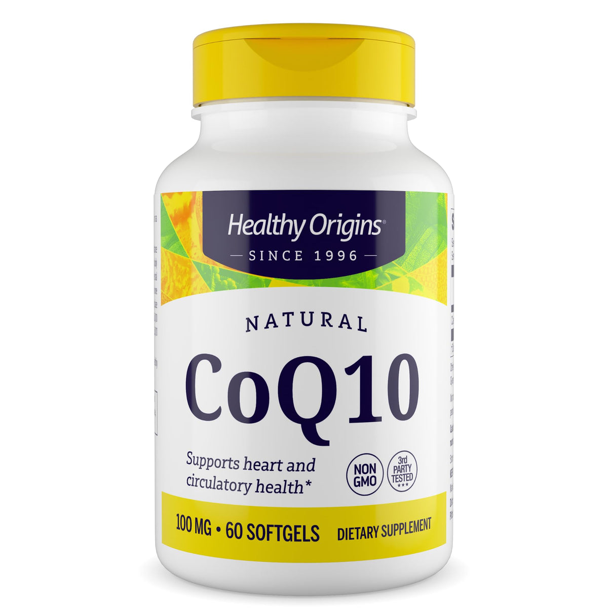 Healthy Origins CoQ10, botella-capsulas: posible apoyo a la energía celular diaria.