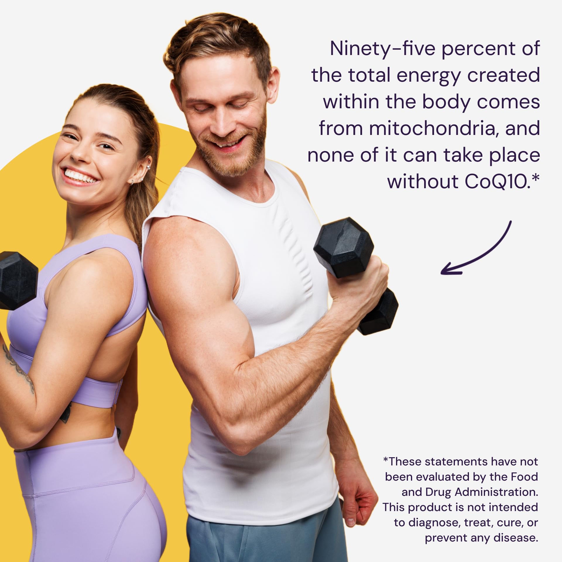 Healthy Origins CoQ10, caja de empaque y garantía de no transgénico.