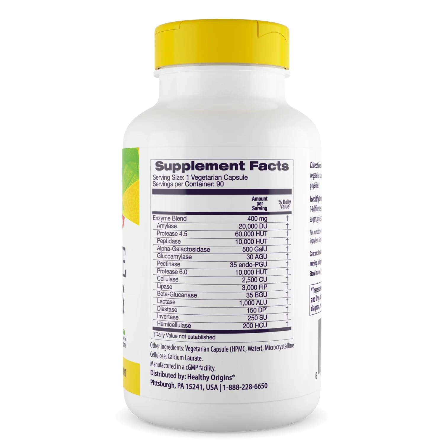 Healthy Origins Digestive Enzymes cápsulas vegetarianas: facilitan la descomposición de proteínas.