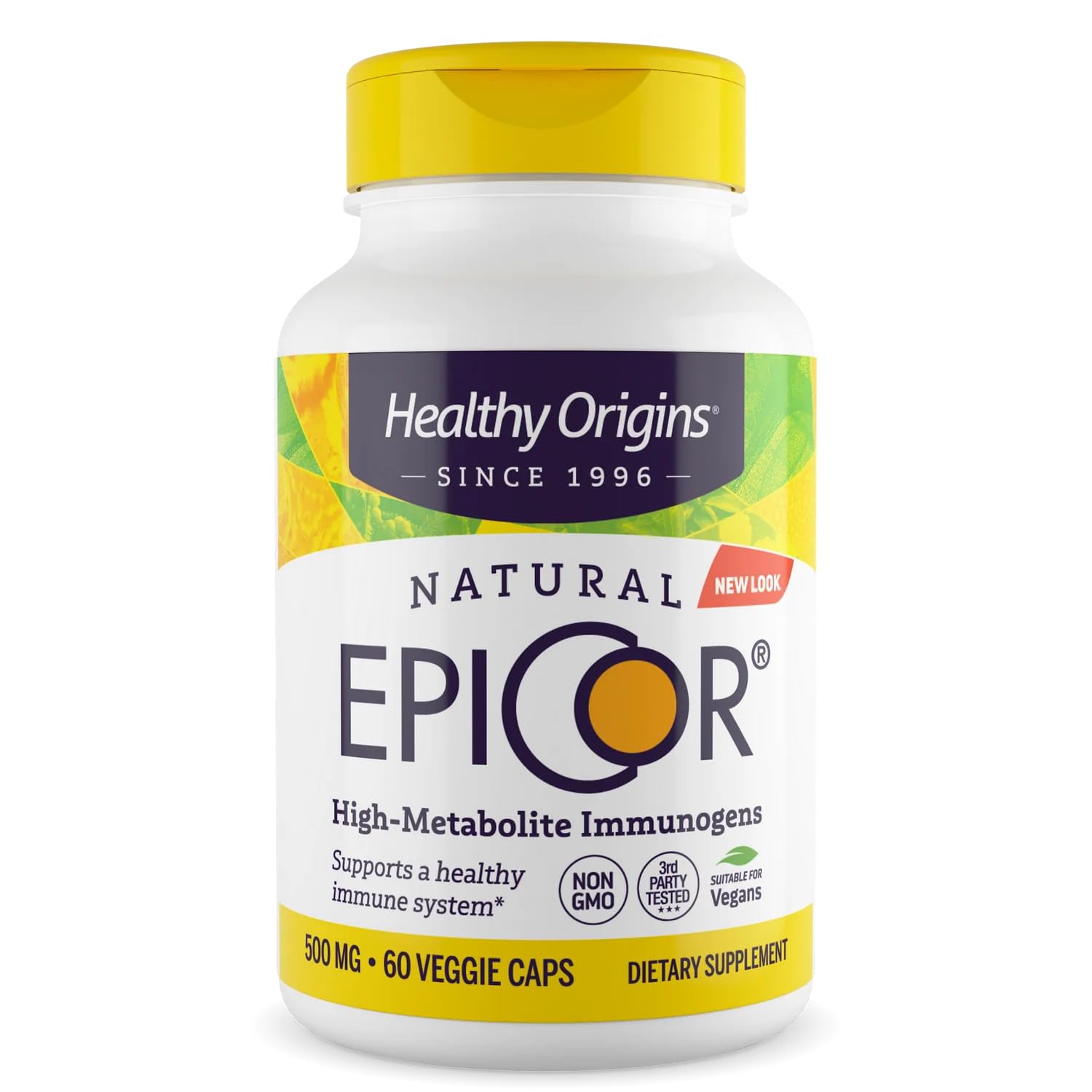 Healthy Origins EpiCor botella con cápsulas vegetarianas para apoyo diario