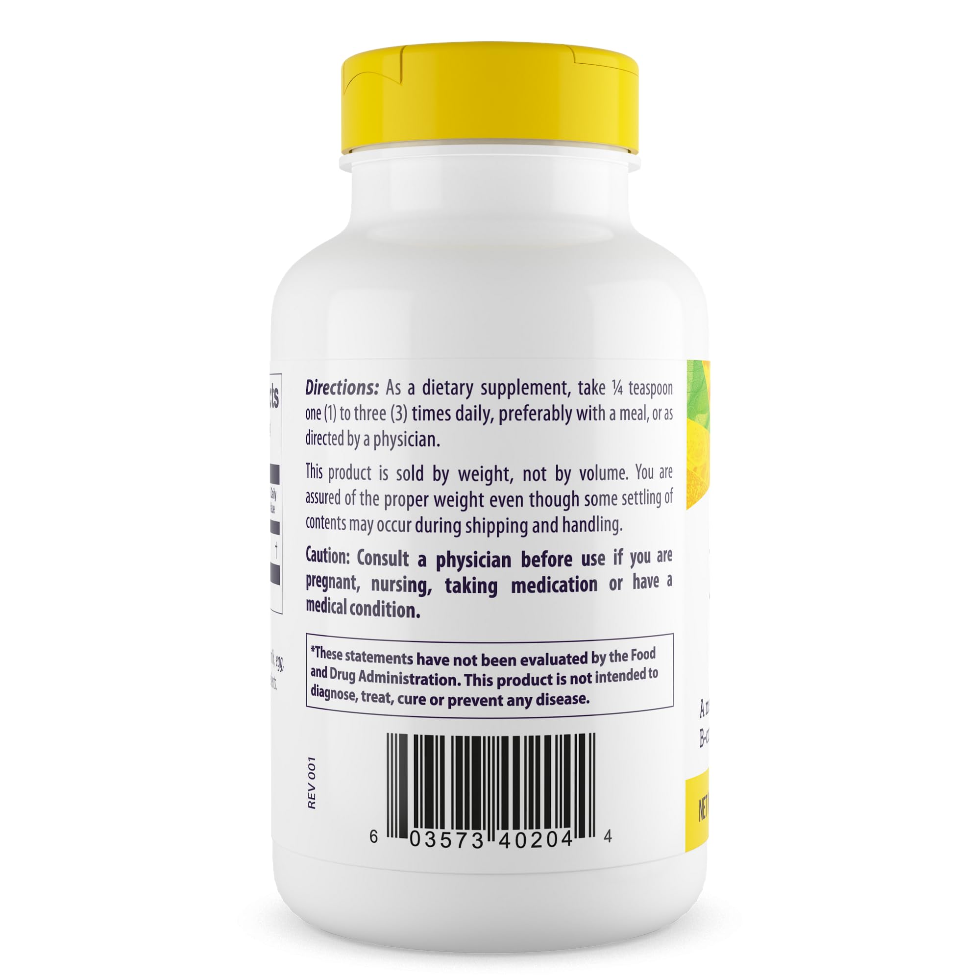 Healthy Origins Inositol en polvo: etiqueta clara para revisar ingredientes