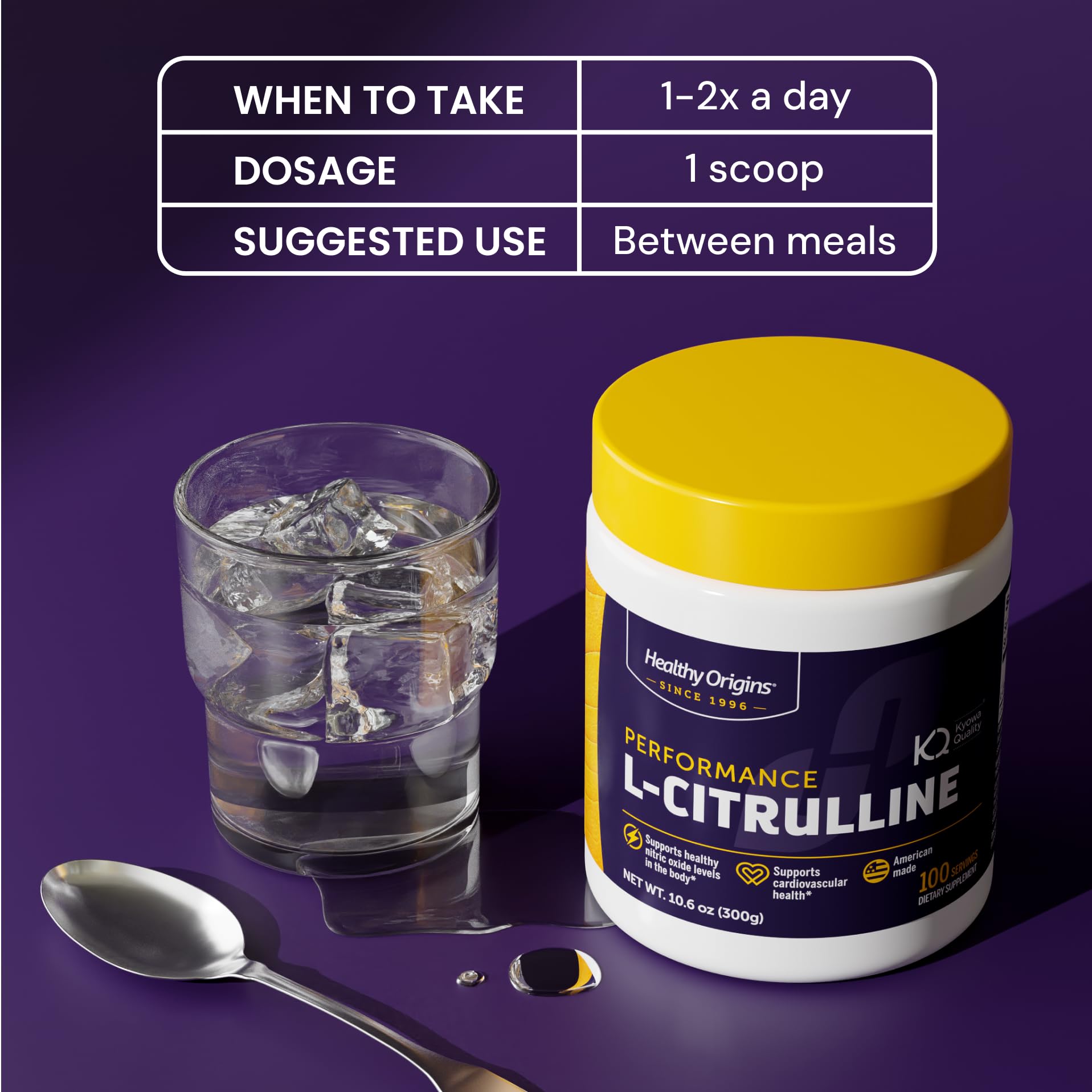 Healthy Origins L-Citrulline: envase exterior que destaca la fabricación en EE. UU.