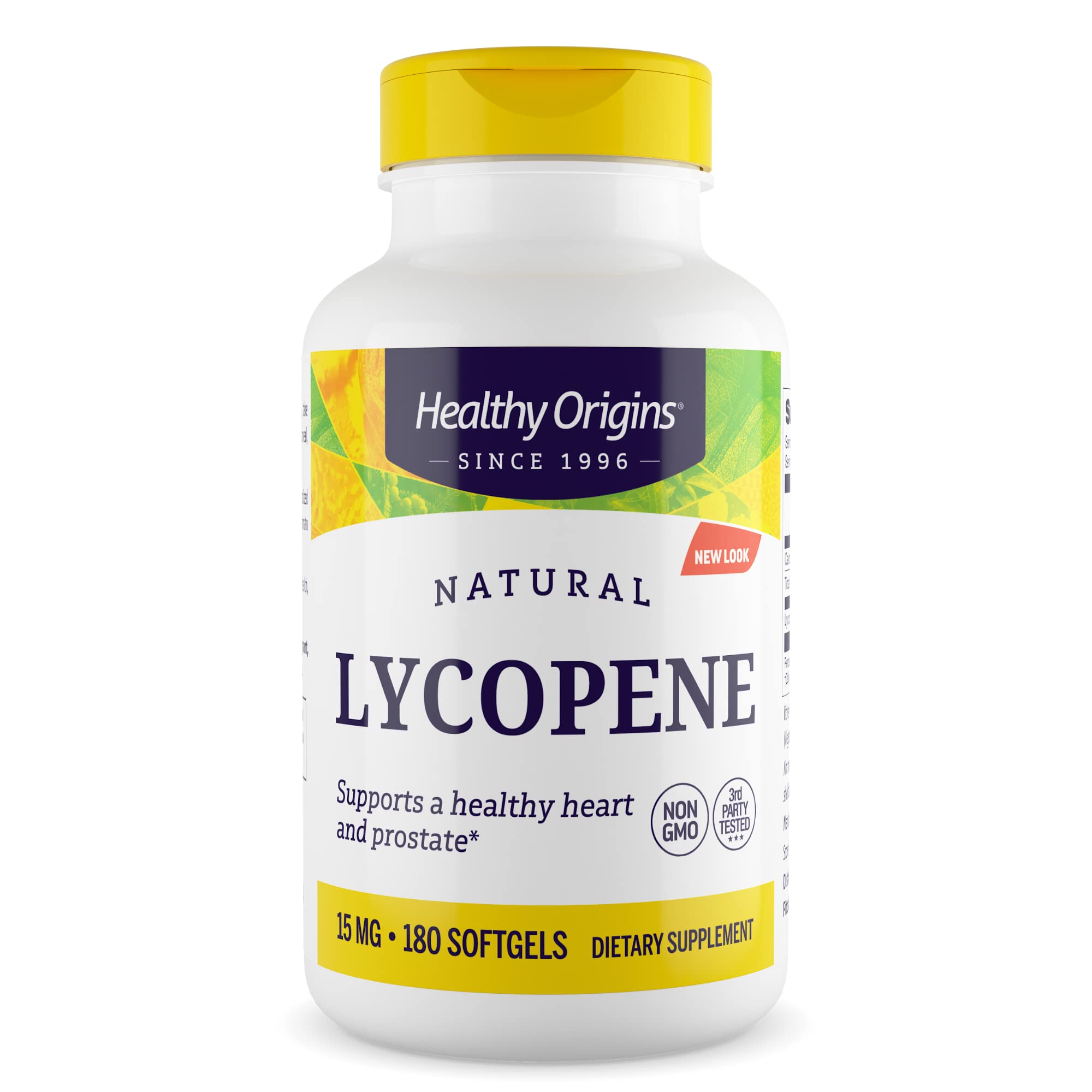 Botella de Healthy Origins Licopeno para apoyo antioxidante diario.