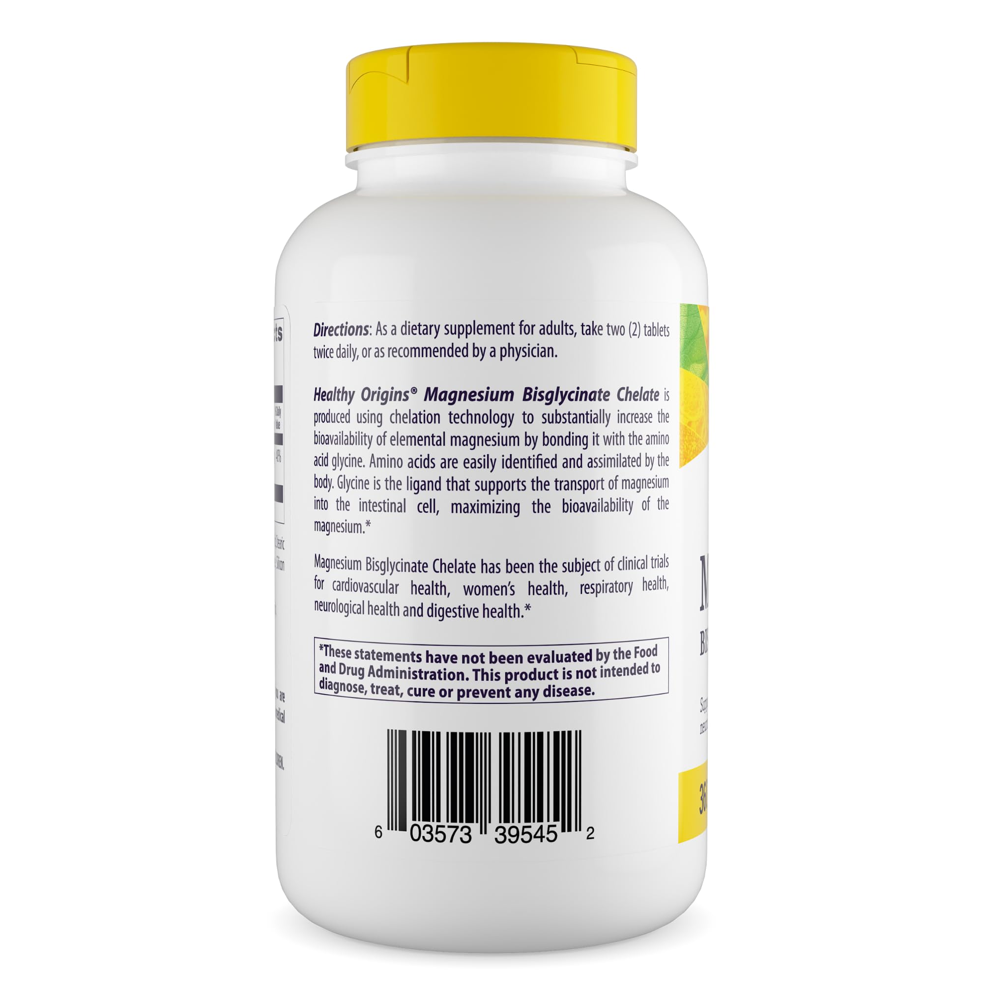 Etiqueta de Healthy Origins Magnesio Bisglicinato, información clara sobre sin OGM y sin gluten