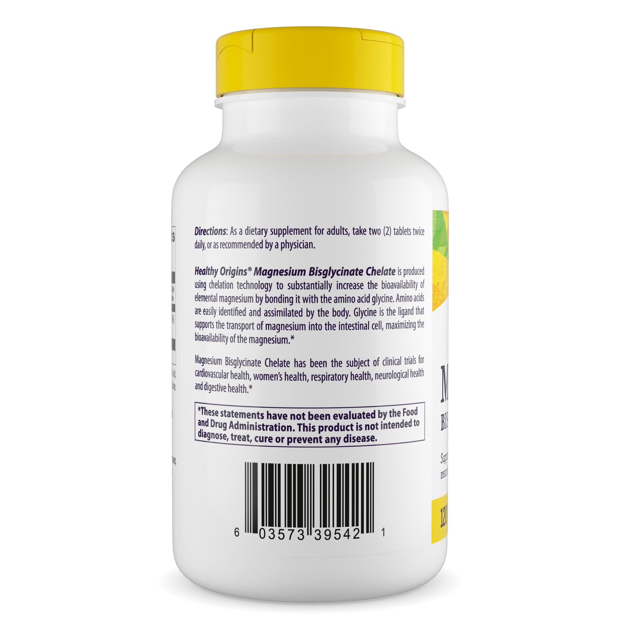 Healthy Origins Magnesio Bisglicinato, caja destacando salud cardiovascular.