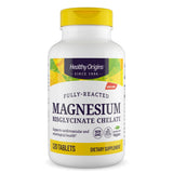 Healthy Origins Magnesio Bisglicinato, tabletas en primer plano, alta absorción para uso diario.