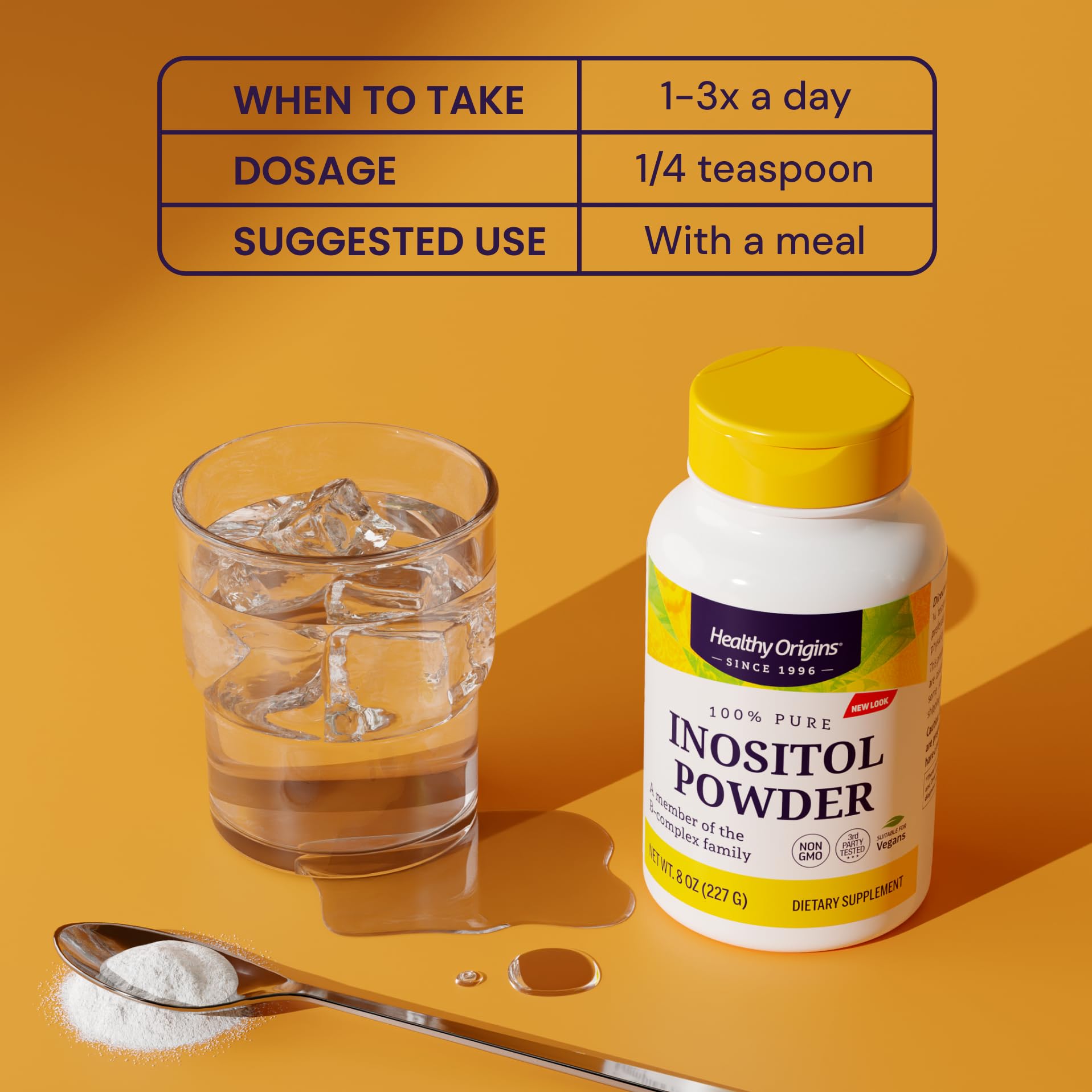 Healthy Origins Inositol en bebida: disolución rápida y conveniente.