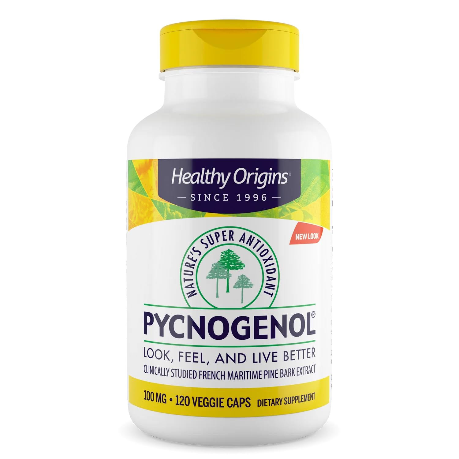 Healthy Origins Pycnogenol 100 mg, botella, apoyo potencial para la salud cardiovascular