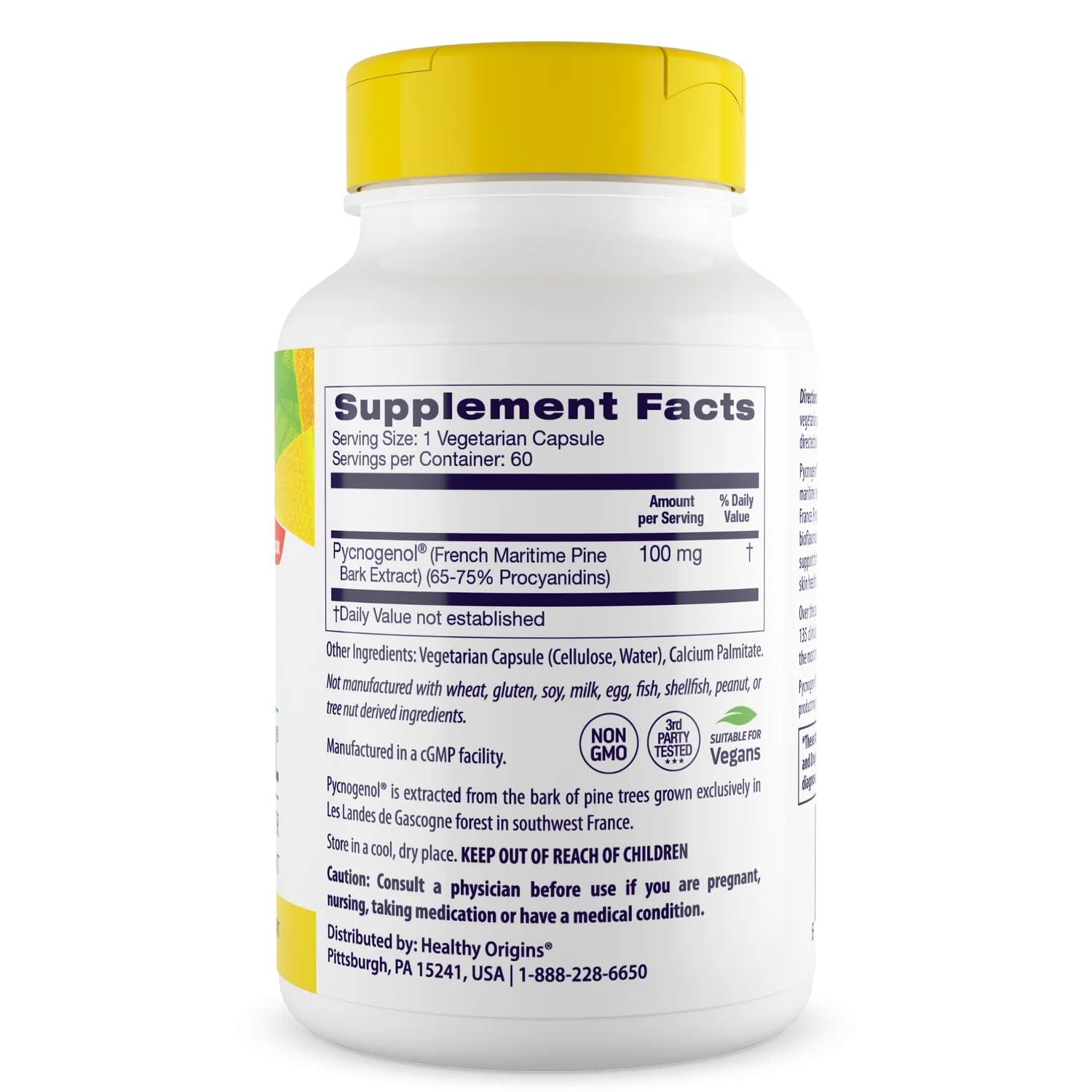 Healthy Origins Pycnogenol 100 mg, cápsulas vegetarianas para uso diario