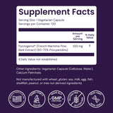 Healthy Origins Pycnogenol 100 mg, etiqueta frontal que destaca la pureza