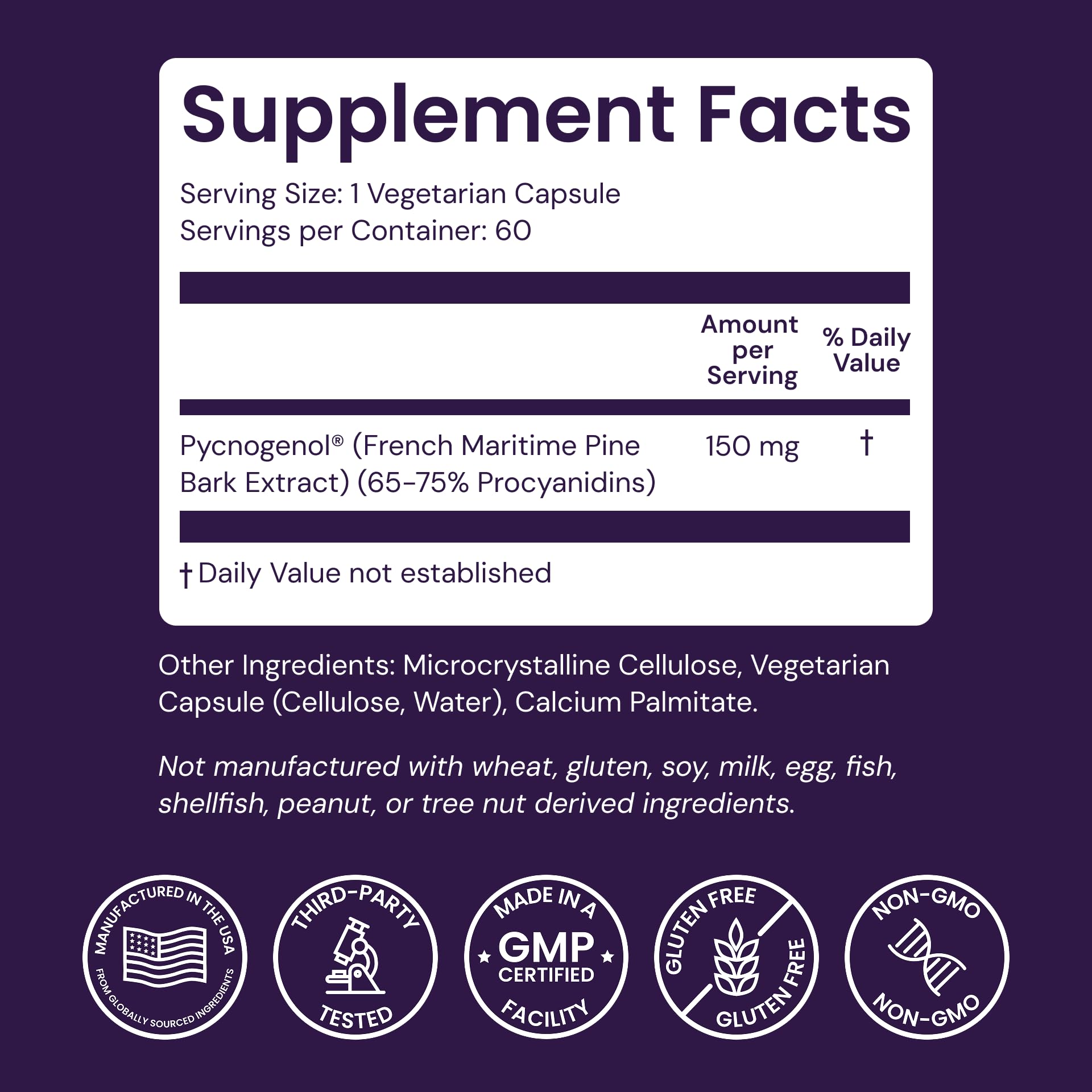 Healthy Origins Pycnogenol 150 mg bote cerrado, comodidad para consumo diario.