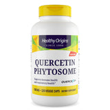 Healthy Origins quercetina fitozómica cápsulas vegetales, frontal de envase para uso diario.