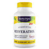 Healthy Origins Resveratrol Fermentado: botella para uso diario y apoyo antioxidante potencial.