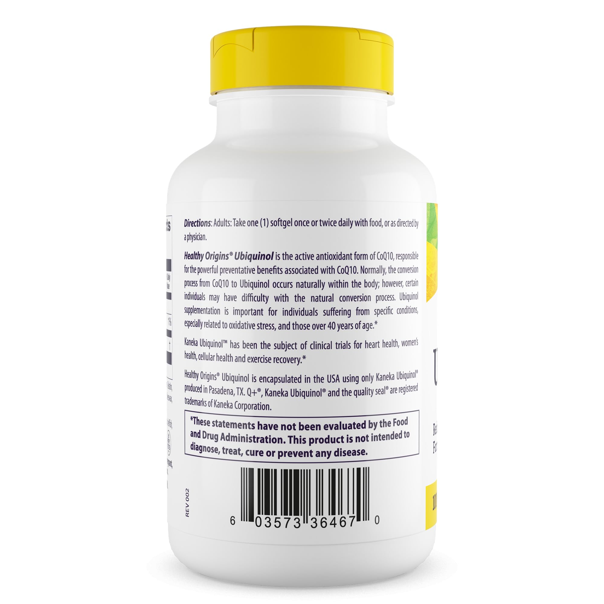 Healthy Origins Ubiquinol 100 mg en cápsulas blandas, fácil de incorporar en la rutina.