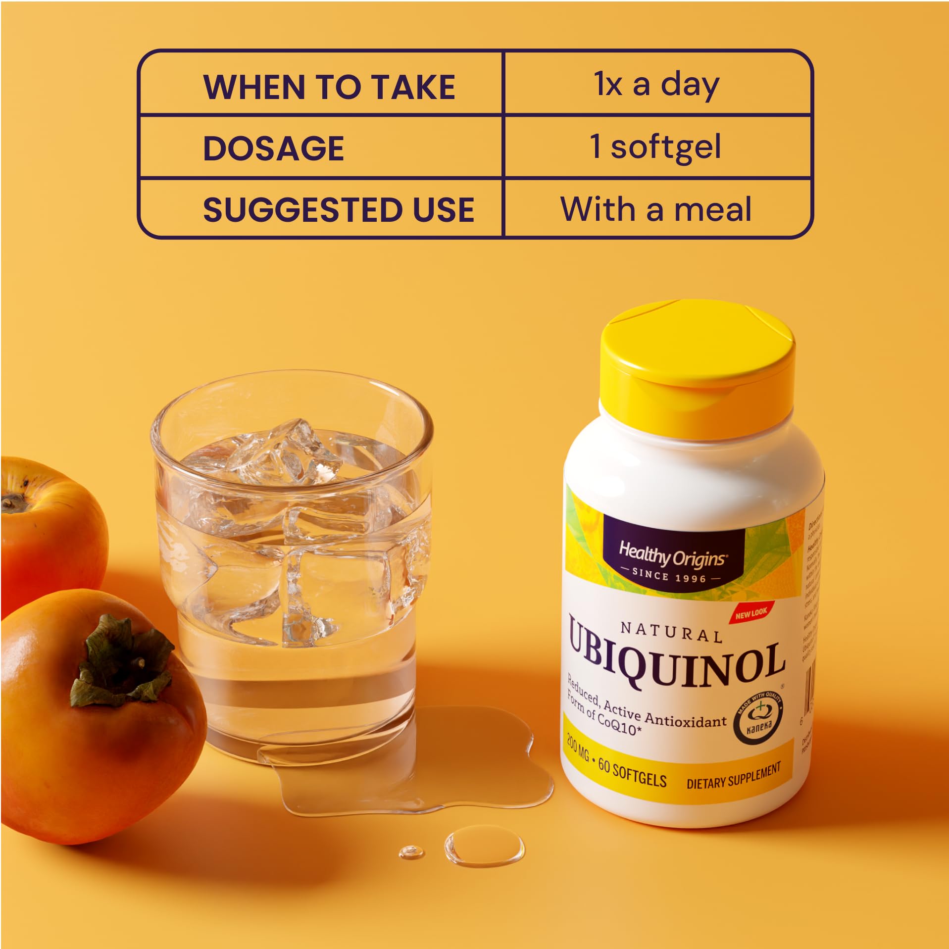 Tapa y cierre de la botella Healthy Origins ubiquinol 200 mg