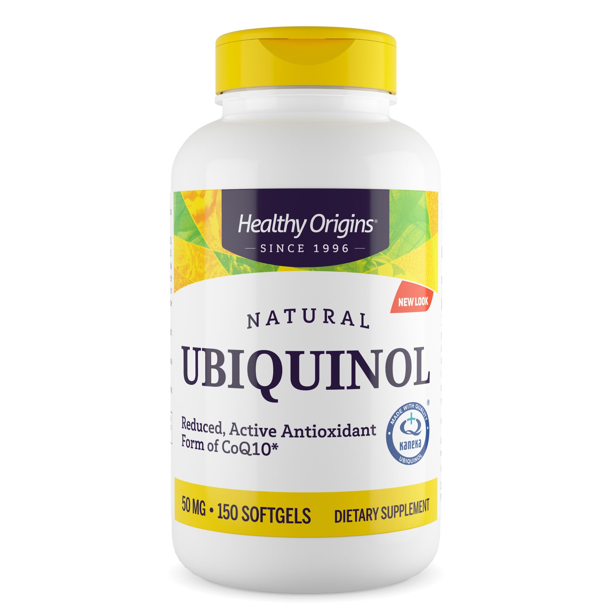 Healthy Origins Ubiquinol botella: complemento para energia diaria y bienestar.