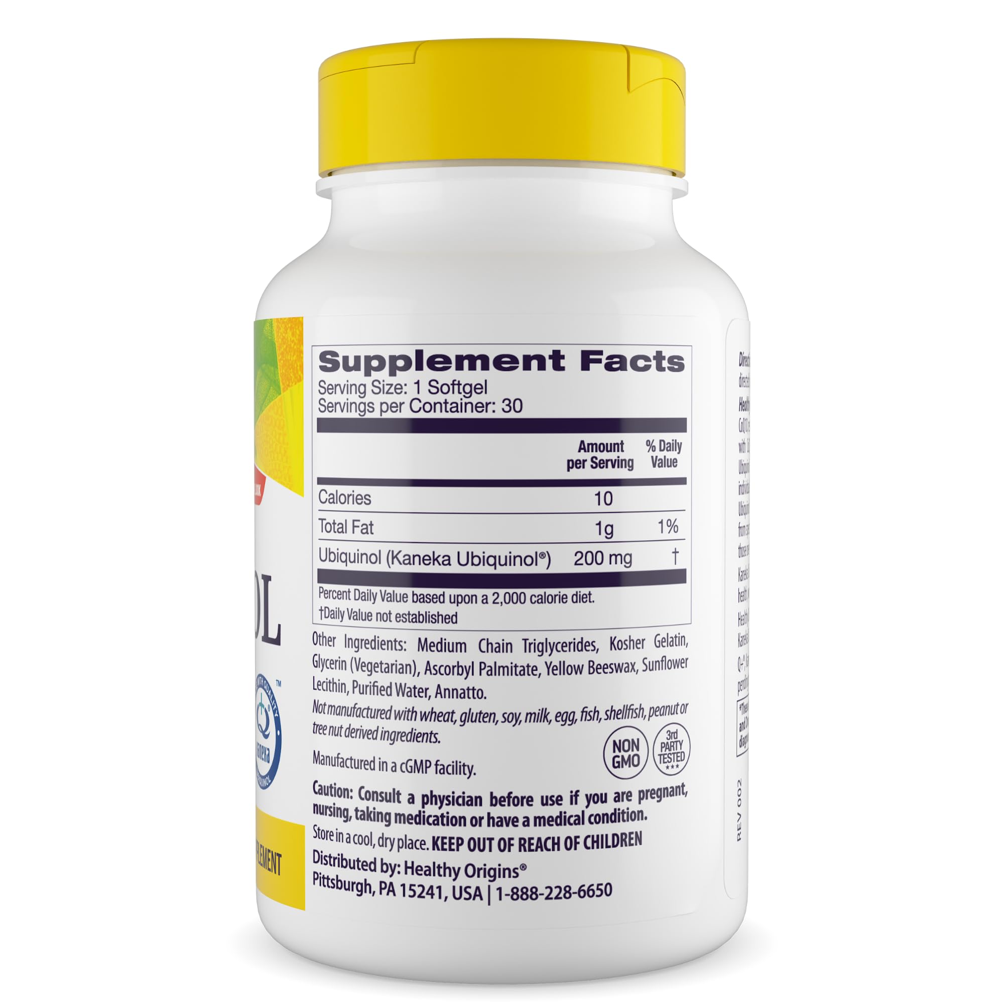 Healthy Origins Ubiquinol cápsula-detalle: cápsula suave lista para consumo diario