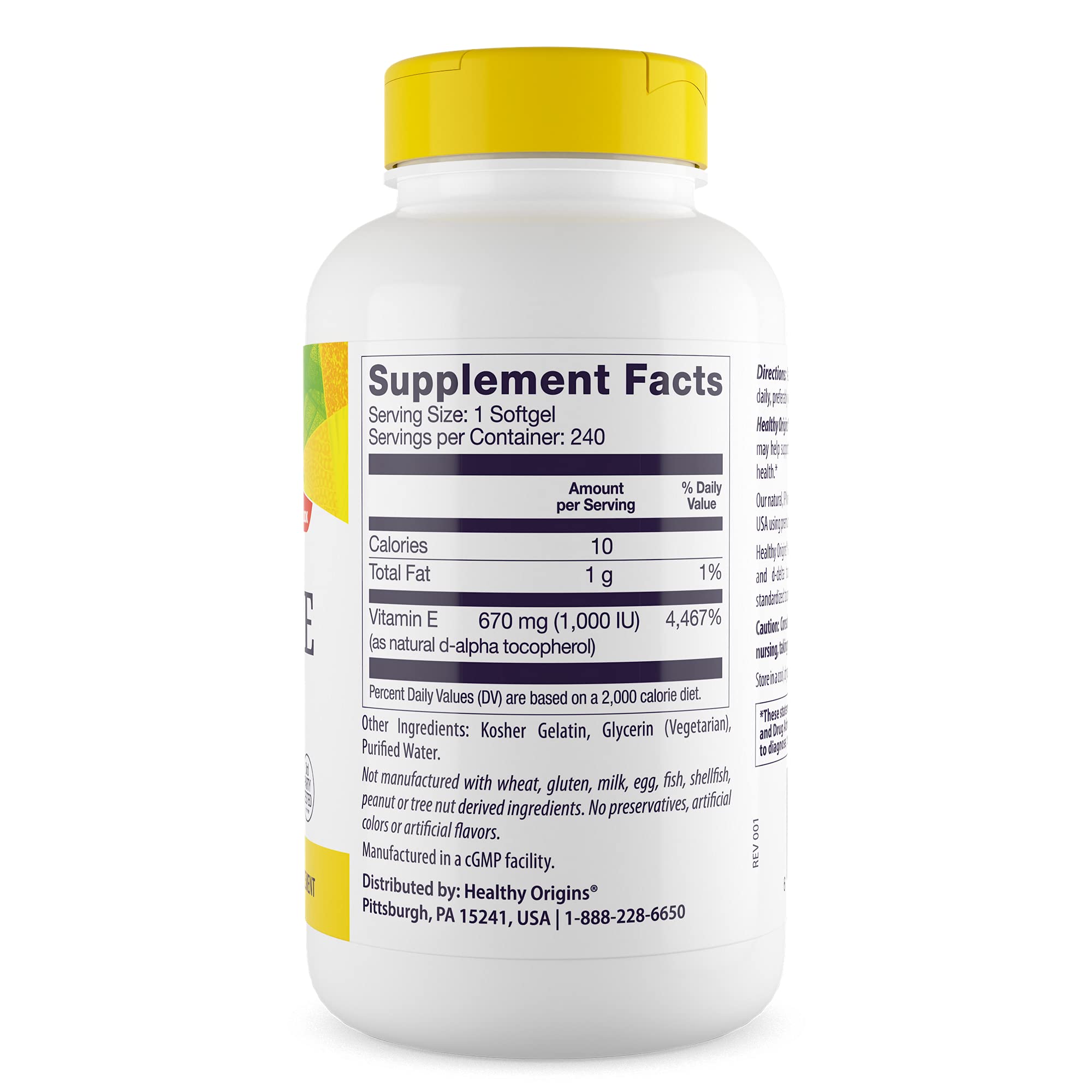 Healthy Origins Vitamina E 1000 UI, cápsulas blandas, ayuda a la salud de la piel y cabello