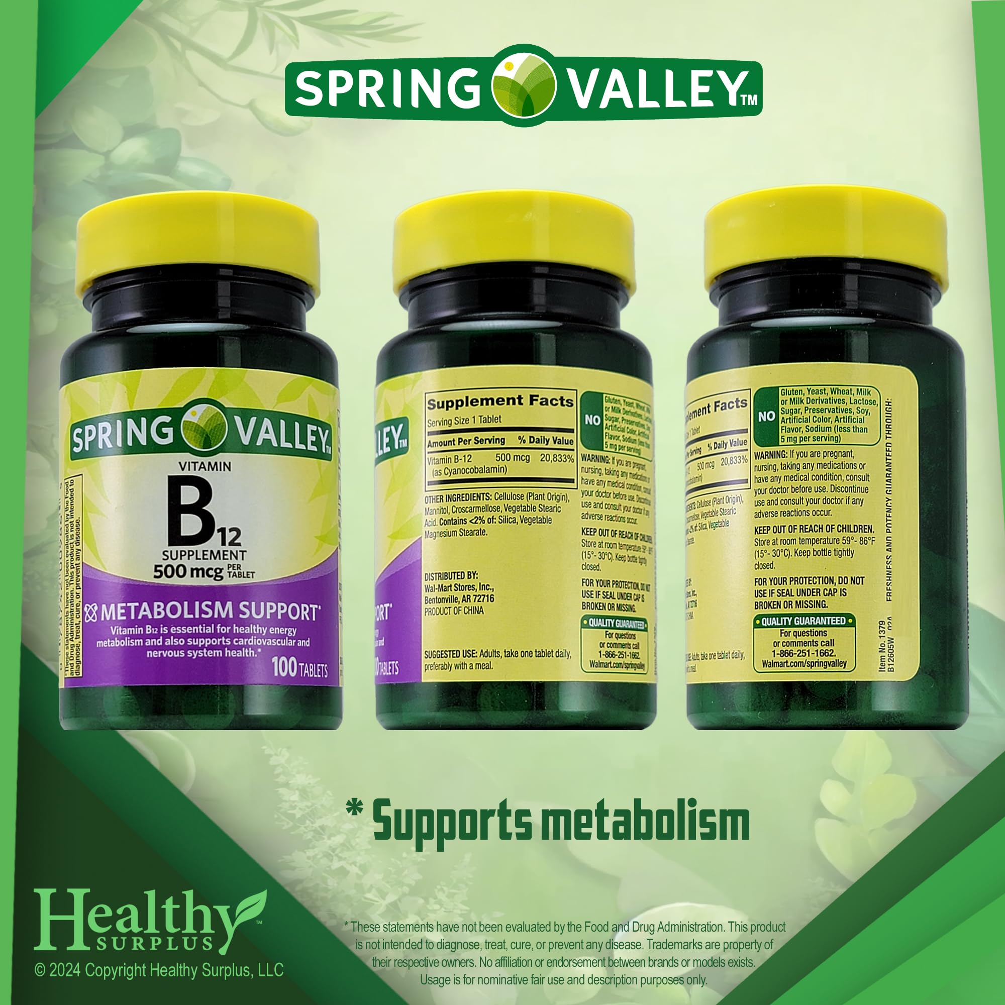 Healthy Surplus B12 tabletas 500 mcg en blíster para almacenamiento sencillo.