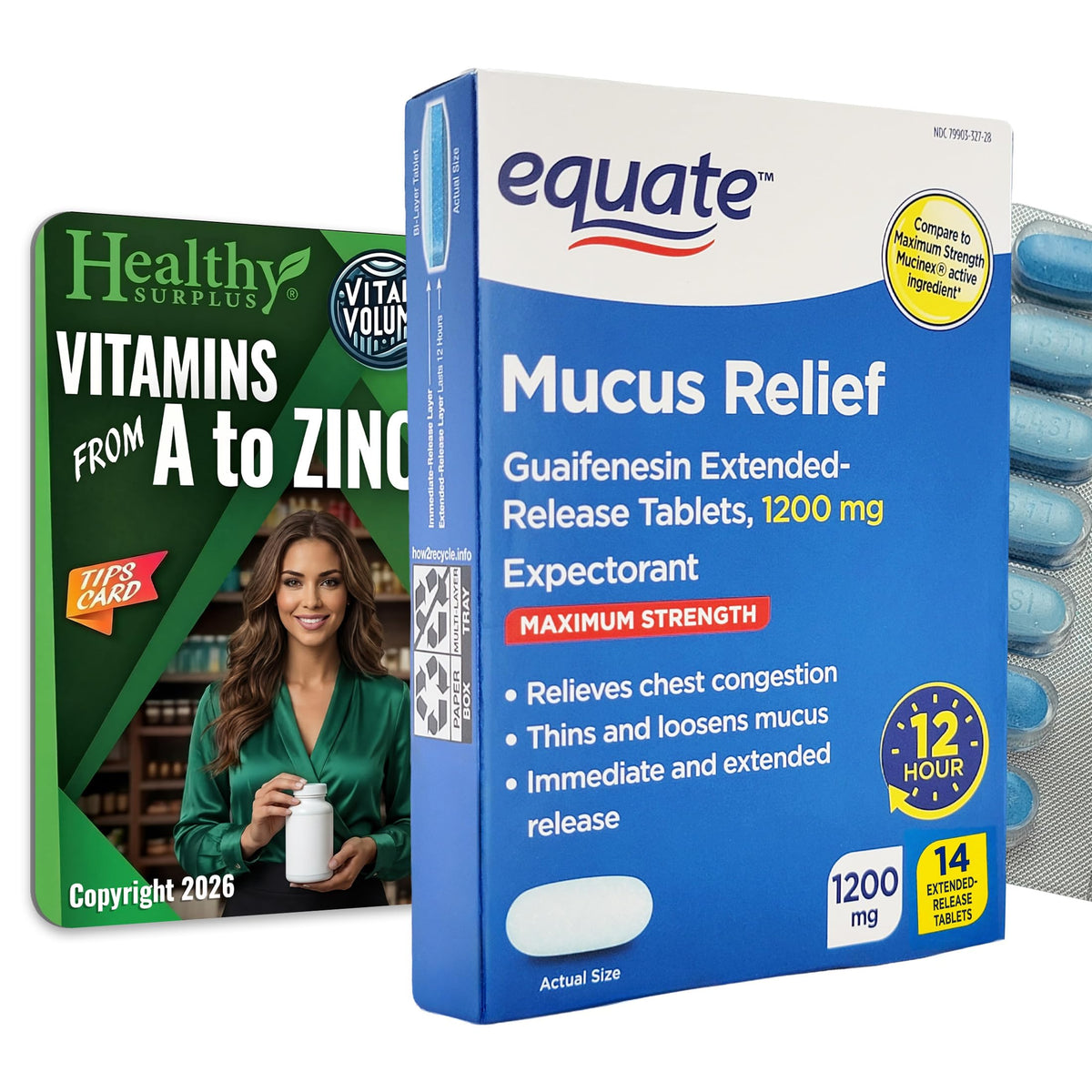 Healthy Surplus Equate Mucus Relief: botella frontal para uso diario