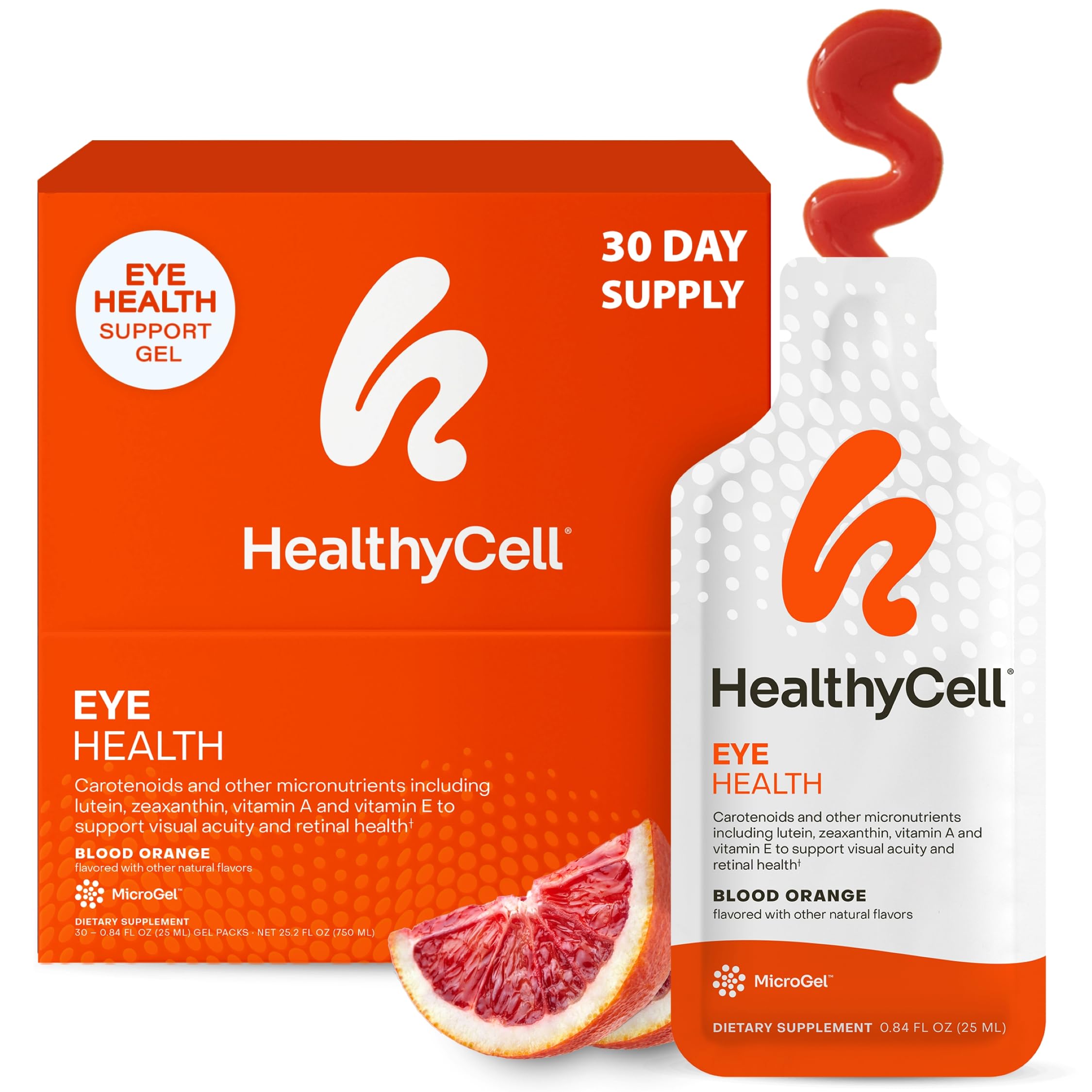 HealthyCell Ojo Salud MicroGel en paquete para apoyo visual diario